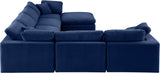 Comfy Navy Velvet Modular Sectional 189Navy-Sec7A Meridian Furniture