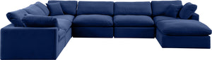 Comfy Navy Velvet Modular Sectional 189Navy-Sec7A Meridian Furniture