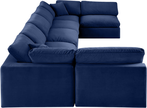 Comfy Navy Velvet Modular Sectional 189Navy-Sec7B Meridian Furniture