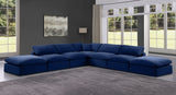 Comfy Navy Velvet Modular Sectional 189Navy-Sec7C Meridian Furniture