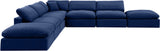 Comfy Navy Velvet Modular Sectional 189Navy-Sec7C Meridian Furniture