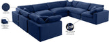 Comfy Navy Velvet Modular Sectional 189Navy-Sec8A Meridian Furniture