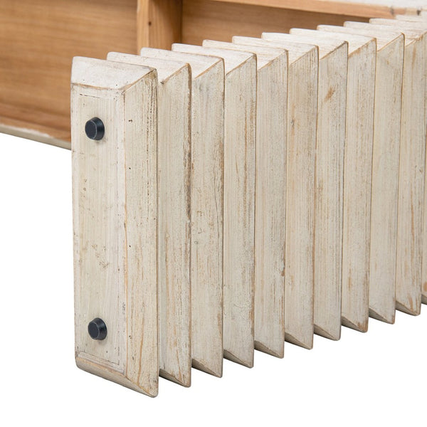 English Elm Veda Reclaimed Pine Whitewashed Geometric Console Table Sculptural Entryway Accent B2719P485495