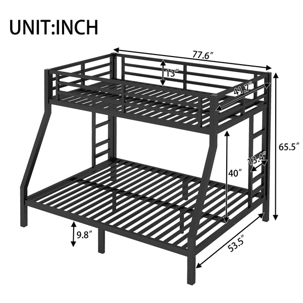 English Elm Metal Twin Over Full Bunk Bed For Teens And Adults - Durable, Space-Saving, Noise-Reducing Design! W1580P368409