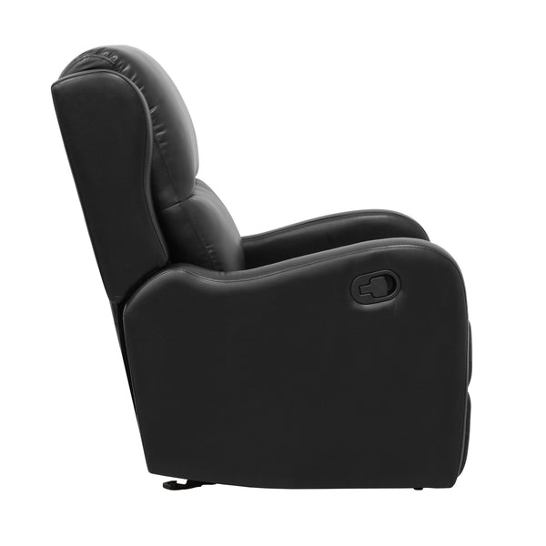 English Elm Black Faux Leather Durant Glider Recliner Chair — Smooth Glide, Pull-Tab Recline, Compact Comfort for Living Room B011P207532