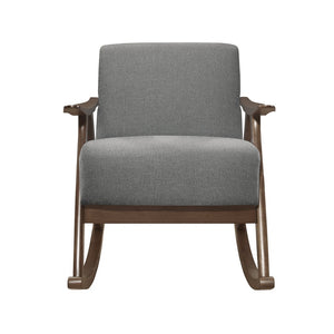 English Elm Modern Walnut Wood Frame Rocking Chair Upholstered Cushion Seat Mid-century Living Room Gray B011P255260