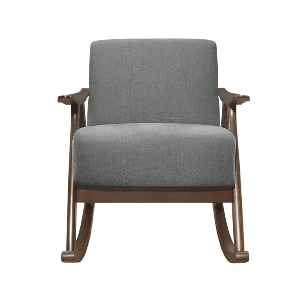 English Elm Modern Walnut Wood Frame Rocking Chair Upholstered Cushion Seat Mid-century Living Room Gray B011P255260