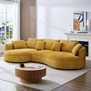English Elm Oversized Boucle Curved Sectional Sofa with Left Chaise Modern Living Room Couch W876S00320