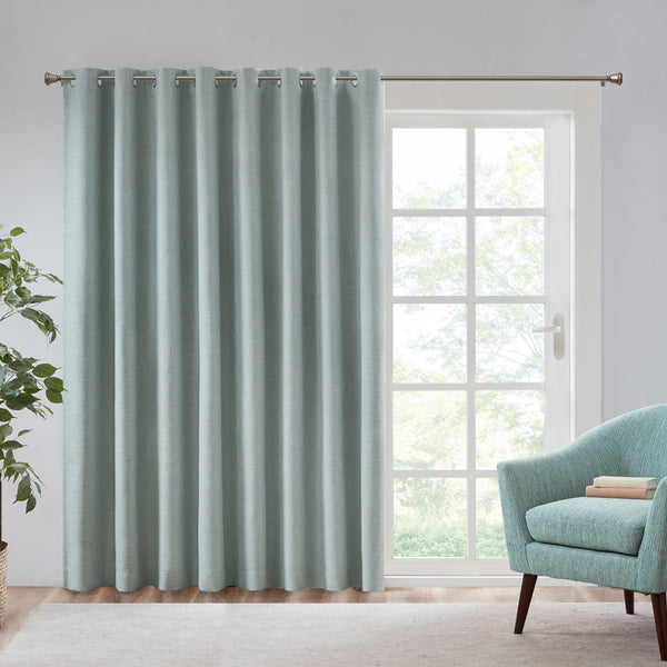 JLA Home SunSmart - Printed Heathered Blackout Panel with Silver Grommets, Energy-Saving Thermal & Noise-Reducing Drapery Dusty Seafoam SS40-0110