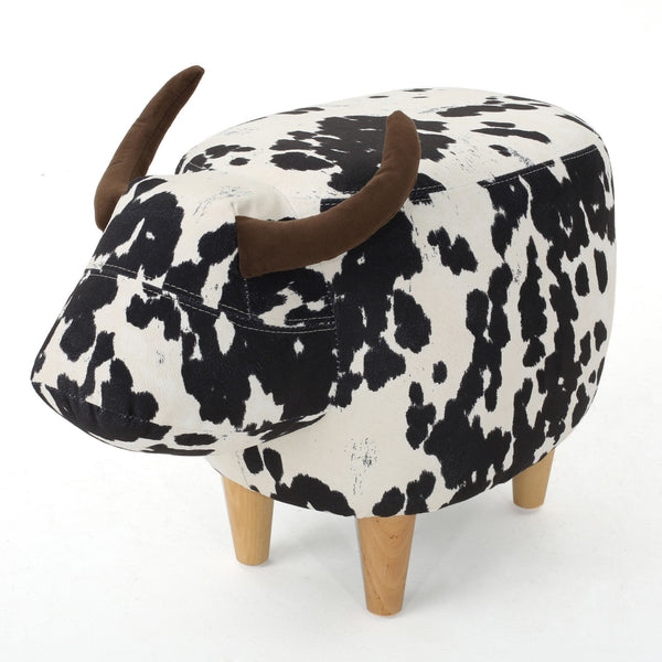 Christopher Knight Home® - Noble House - Bessie Black and White Cow Patterned Velvet Cow Ottoman