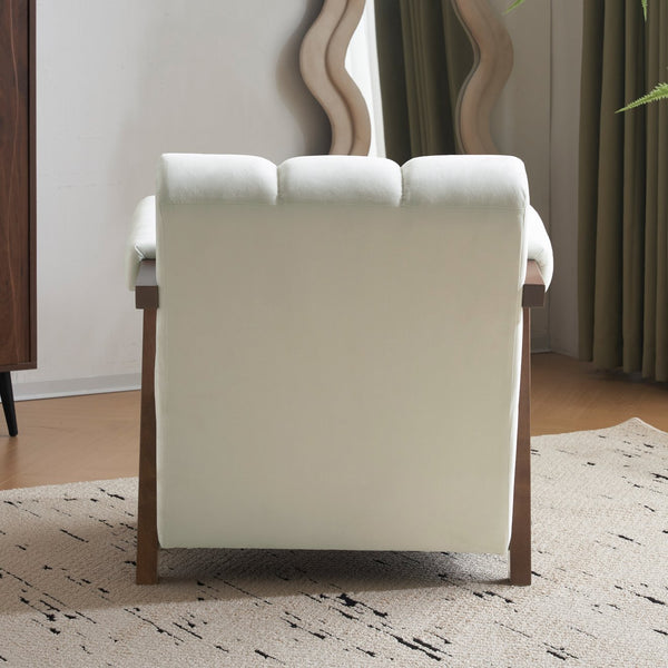 English Elm Christopher Knight Home® - Mid Century Modern Barrel Chair with Solid Wood Frame, Plush Tufted Velvet Ivory Seat, Cozy 28.5" Wide Lounge N765P197467W