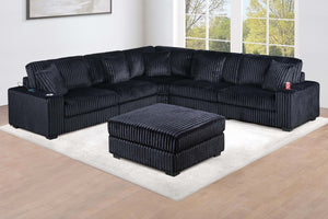 English Elm Contemporary Six Piece Modular Sectional in Jumbo Corduroy with Usb Port and Cup Holders B011S02234