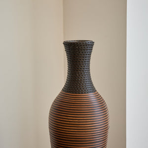 English Elm 39 Tall Designer Floor Vase 39.25" Black+Gray Two-Tone PVC Rattan 40" Modern Rustic Accent for Living Rooms W2796P193947
