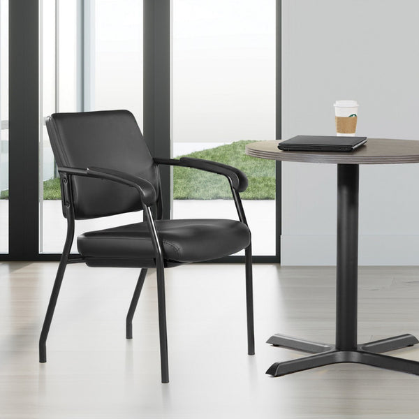 OSP Home Furnishings Padded Visitor Chair with Lumbar Support and Pu Armrests for Modern Office Reception 83710B-R107