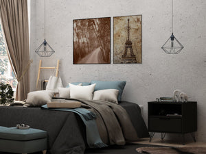 English Elm Rockefeller 20" Nightstand with Drawer and Open Shelf, Metal Splayed Legs, Modern Storage Accent Black B365P398145