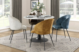 English Elm Brown Velvet Upholstered Dining Side Chair Set with Sleek Powder Coated Metal Legs Brown B011P243655