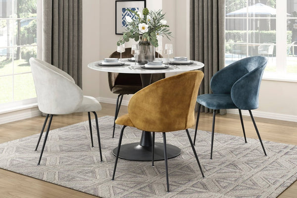 English Elm Brown Velvet Upholstered Dining Side Chair Set with Sleek Powder Coated Metal Legs Brown B011P243655