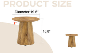 English Elm Nested Round Coffee Table Set Two Piece Wood Grain Veneer for Living Room or Office W2920S00112