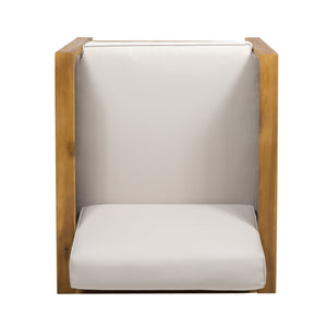 English Elm Christopher Knight Home® - Set of 2 Acacia Wood Outdoor Club Chairs with Wicker Accents, Water-Resistant Cushions, Durable Finish Brown+Beige 68942.00BGE-2