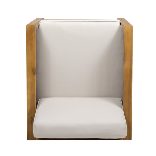 English Elm Christopher Knight Home® - Set of 2 Acacia Wood Outdoor Club Chairs with Wicker Accents, Water-Resistant Cushions, Durable Finish Brown+Beige 68942.00BGE-2