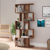 Manhattan Comfort Petrolina Mid-Century Modern Bookcase Nut Brown 18AMC164