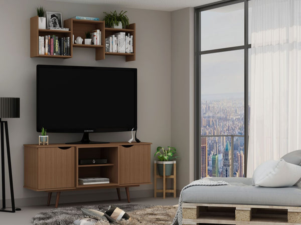 Manhattan Comfort Hampton Mid-Century Modern TV Stand Maple Cream 18PMC5