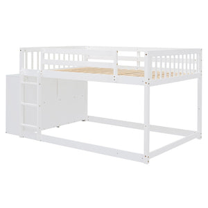 English Elm Full Over Bunk Bed with Four Drawers Three Shelves Pine and Mdf Kids Frame White LT000267AAK-1