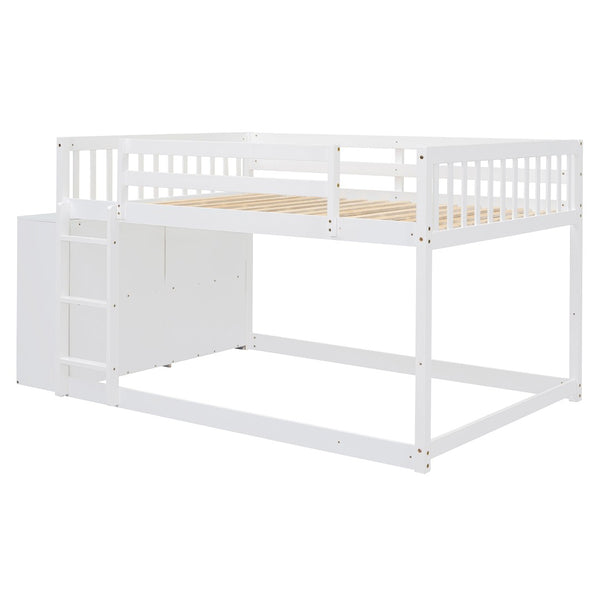 English Elm Full Over Bunk Bed with Four Drawers Three Shelves Pine and Mdf Kids Frame White LT000267AAK-1