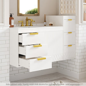 English Elm Wall Mounted Floating Cabinet with Adjustable Height and Modular Design for Custom Bathroom Storage White N710P324099K