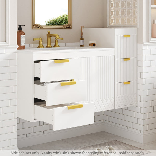 English Elm Wall Mounted Floating Cabinet with Adjustable Height and Modular Design for Custom Bathroom Storage White N710P324099K