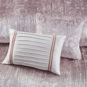 English Elm 5 Piece Crinkle Velvet Comforter Set King/Cal King Luxe Glam Crushed Pleat Charmeuse Trim, Hypoallergenic Filling Blush 19.29 L x 23.62 W x 12.2 H B035P148352