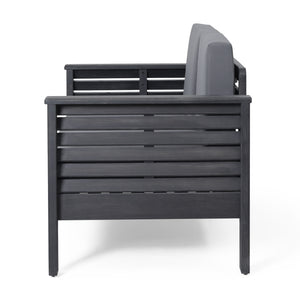 English Elm Christopher Knight Home® - Acacia Outdoor Loveseat and Chat Set with Water-Resistant Cushions, Shutter Slat Design, Dark Gray 70692.00DGRY-2_70844.00DGRY