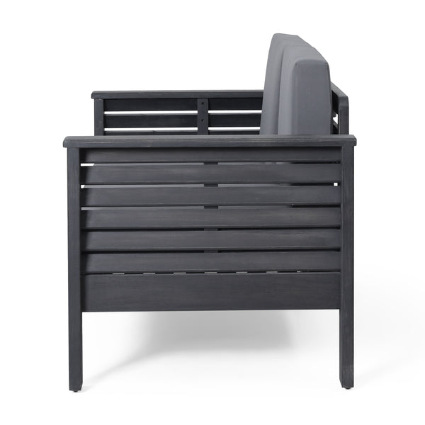 English Elm Christopher Knight Home® - Acacia Outdoor Loveseat and Chat Set with Water-Resistant Cushions, Shutter Slat Design, Dark Gray 70692.00DGRY-2_70844.00DGRY