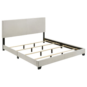 English Elm Efram Cream Fabric Panel Bed Tall Padded Headboard Rubberwood Frame Eastern King B062P441119