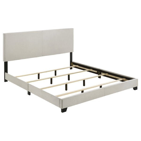 English Elm Efram Cream Fabric Panel Bed Tall Padded Headboard Rubberwood Frame Eastern King B062P441119