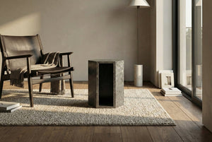 English Elm Genuine Solid Marble Hexagonal Pedestal End Table Polished Stone for Modern Living Dark Gray W1696P408001