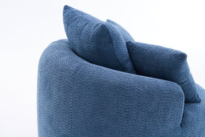 English Elm 360° Swivel Chair upholstered barrel accent chair with plush high-resilience foam and pillows for comfort Antique Blue,Blue W2231P264478