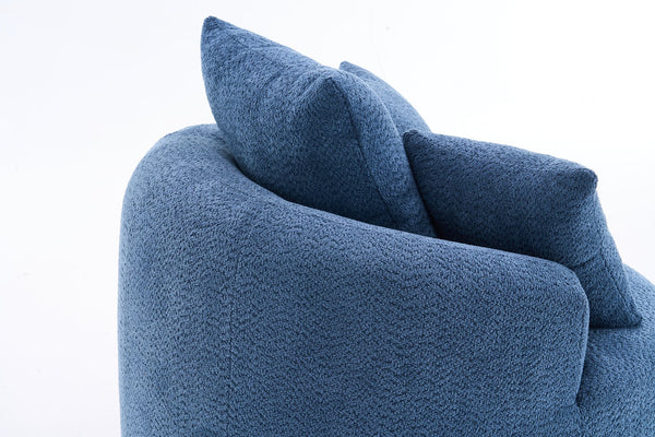 English Elm 360° Swivel Chair upholstered barrel accent chair with plush high-resilience foam and pillows for comfort Antique Blue,Blue W2231P264478