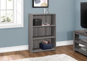 English Elm Bookshelf, 4-Tier Space-Saving Bookcase with 2 Adjustable Shelves and Elegant Brown Laminate Finish Grey 40 L x 15 W x 7 H B2710P219790
