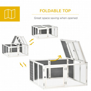 English Elm Pawhut Wooden Outdoor Rabbit Hutch With Foldable Top, Spacious Design For 1-4 Rabbits & Guinea Pigs W2225P217661-GIGA