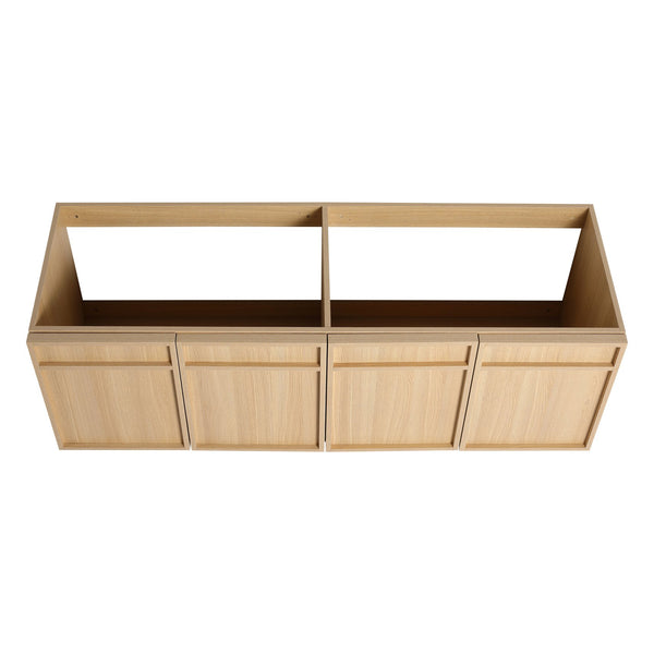 English Elm 60" 60" Wall-Mounted Bathroom Vanity with Double Resin Sink, 4 Soft-Closing Doors, Oak Finish W1972P315223