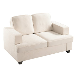 English Elm Modern Velvet Loveseat with Deep Seating and High-Density Foam, Loose Back Cushions, Wide Arms, Stylish Living Sofa for Home 93 Ivory B2735P292323