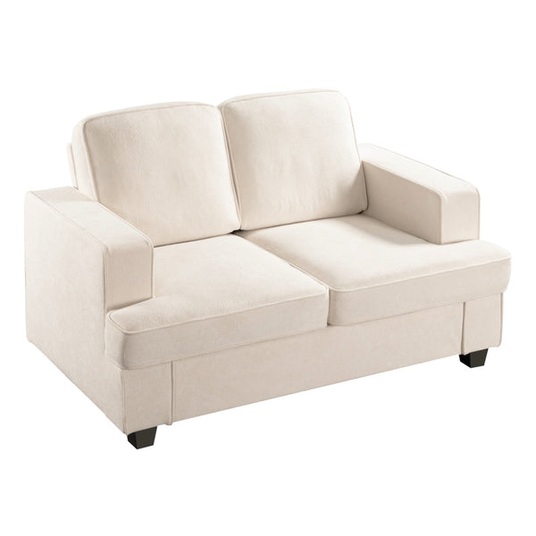 English Elm Modern Velvet Loveseat with Deep Seating and High-Density Foam, Loose Back Cushions, Wide Arms, Stylish Living Sofa for Home 93 Ivory B2735P292323