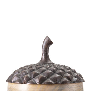 English Elm Set of 2 Mango Wood Acorn Figurines with Hammered Copper Aluminum Caps Shelf Decor W2078P361045