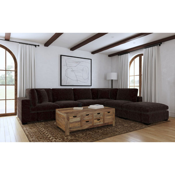 English Elm Murtagh Six Piece Modular Sectional Soft Fabric Lounge Sofa with Tapered Wooden Legs B062S01582