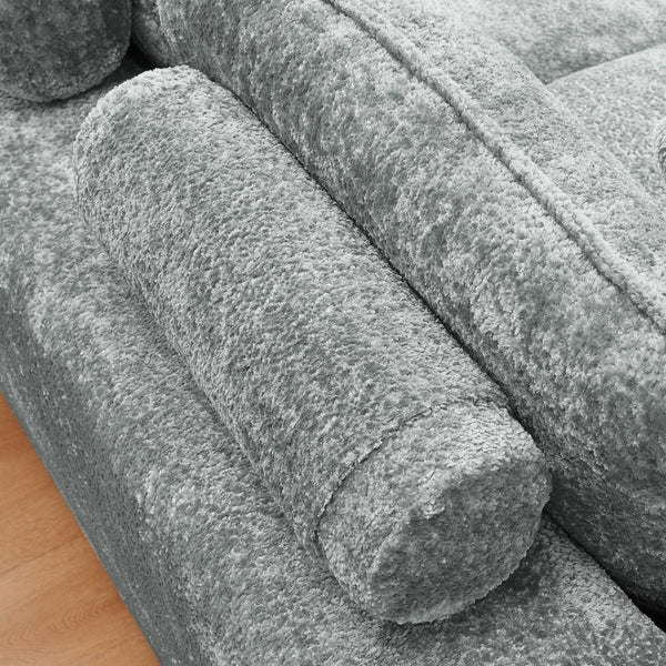 English Elm 107'' Boucle L-shaped Sectional with Reversible Chaise Deep Foam Seat Living Room Grey W1413S00165