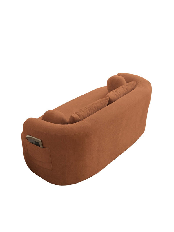 English Elm Sofa-in-a-box, Chenille Loveseat Frameless Foam 2 Seater for Modern Living Spaces Orange W668P381894