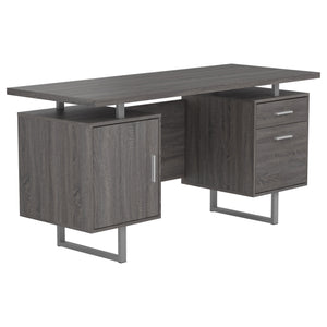 English Elm 1pc Contemporary Sleek Desk 47.25" Compact Home Office Table with Reversible Drawer and File Storage Gray 63.5 L x 26 W x 6.31 H B011P362572