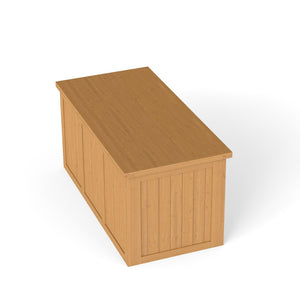 English Elm 67 Gallon Solid Wood Outdoor Deck Box with Hinged Lid Doubles as Patio Bench Seat W2640P327217