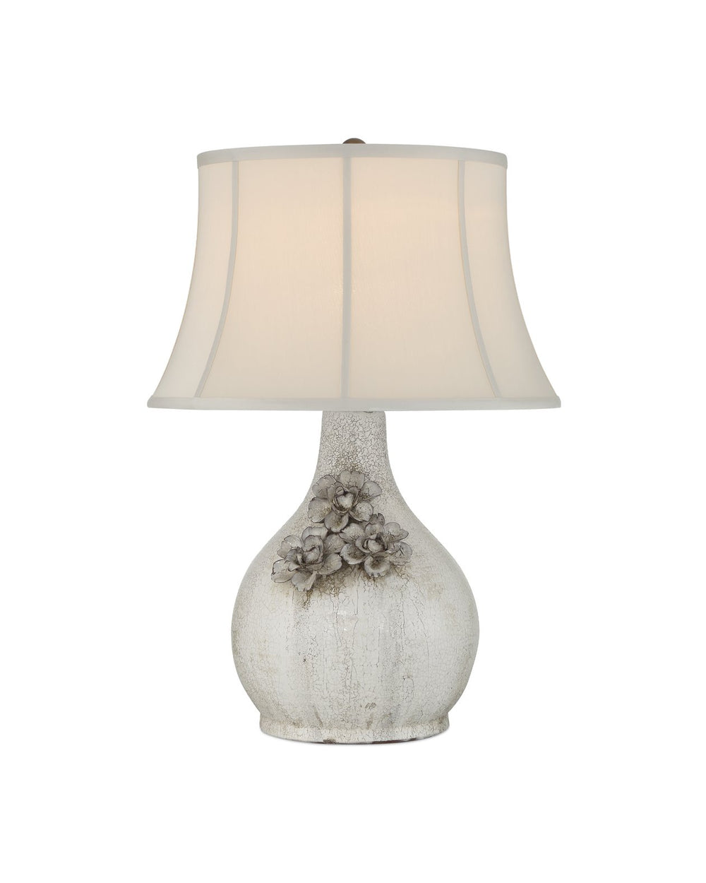 Currey & Company Attar White Table Lamp - Unique Handcrafted Ceramic Design With Vintage Bell Shade & Floral Detail White Ceramic 6000-1031-currey-company